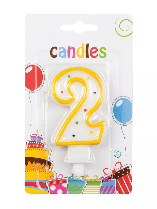 Photo du produit Bougie chiffre 2 multicolore 7,5 cm