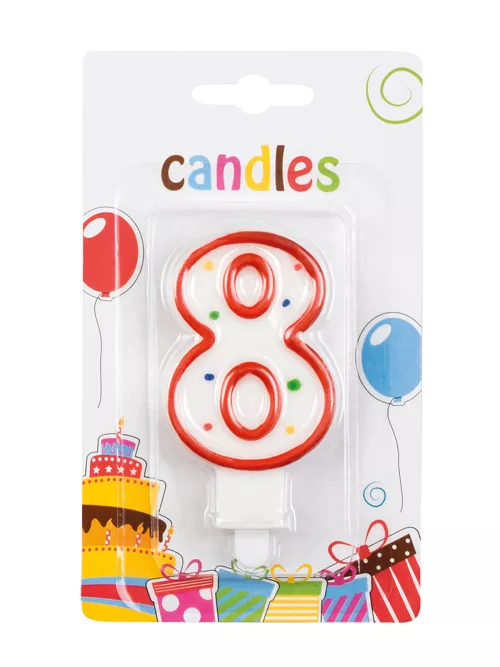 Photo du produit Bougie chiffre 8 multicolore 7,5 cm