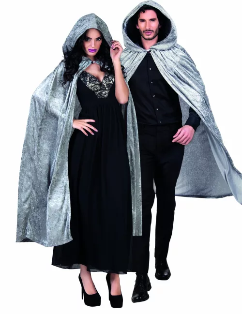 Photo du produit Cape grise aspect velours 170 cm adule Halloween