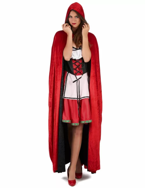 Photo du produit Cape vampire velours rouge et noire réversible luxe adulte