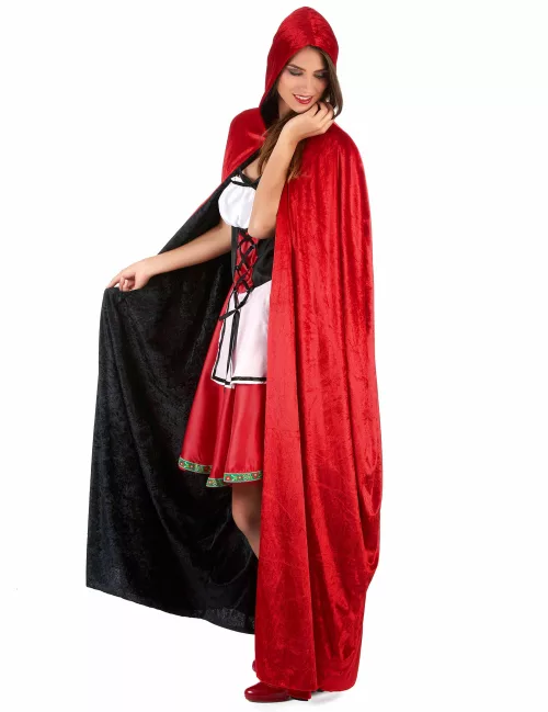 Photo du produit Cape vampire velours rouge et noire réversible luxe adulte