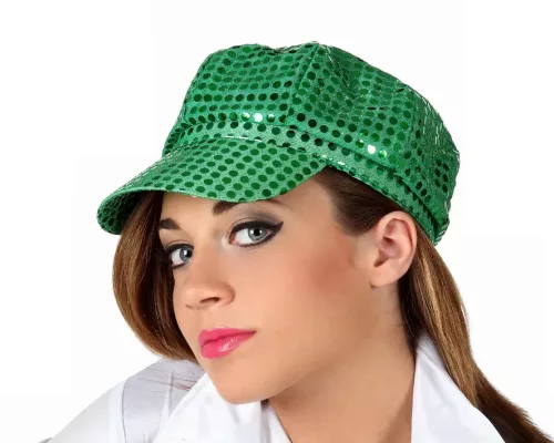 Photo du produit Casquette disco à sequins verte adulte