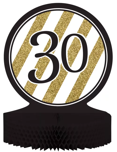 Photo du produit Centre de table 30 ans Noir et Or