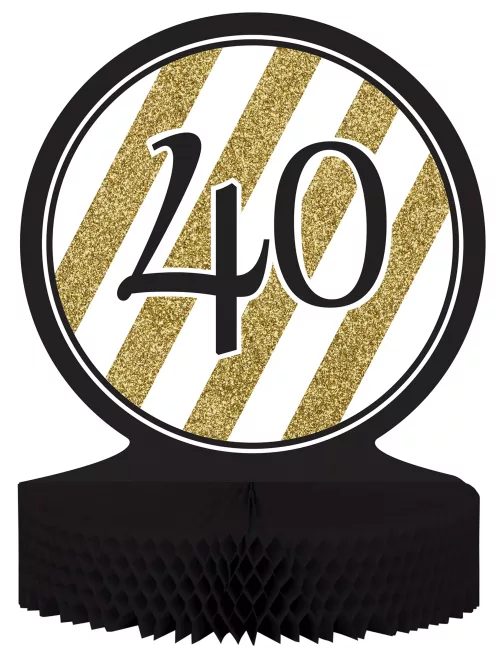 Photo du produit Centre de table 40 ans noir et or