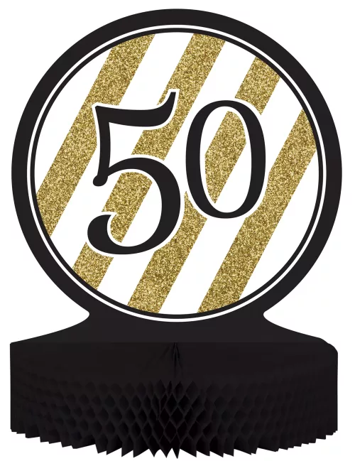 Photo du produit Centre de table 50 ans Noir et Or