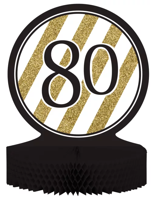 Photo du produit Centre de table 80 ans Noir et Or