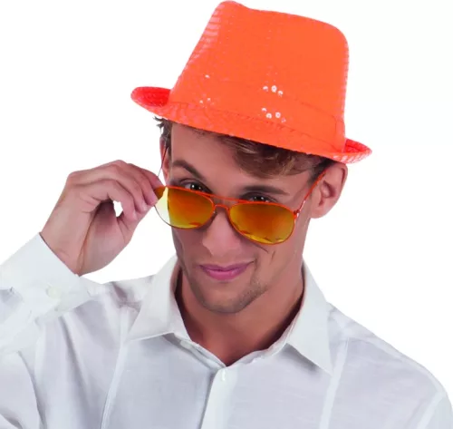 Photo du produit Chapeau borsalino à sequins orange adulte