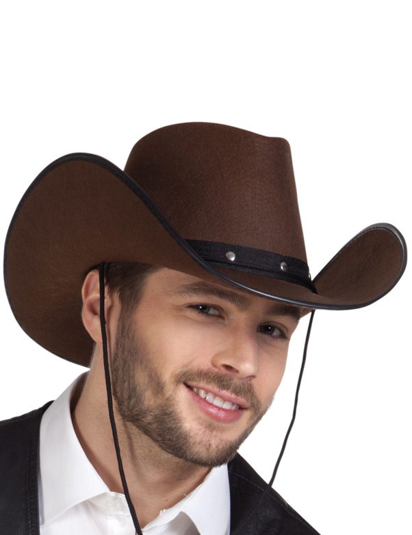 Photo du produit Chapeau cowboy marron à bordures noires adulte