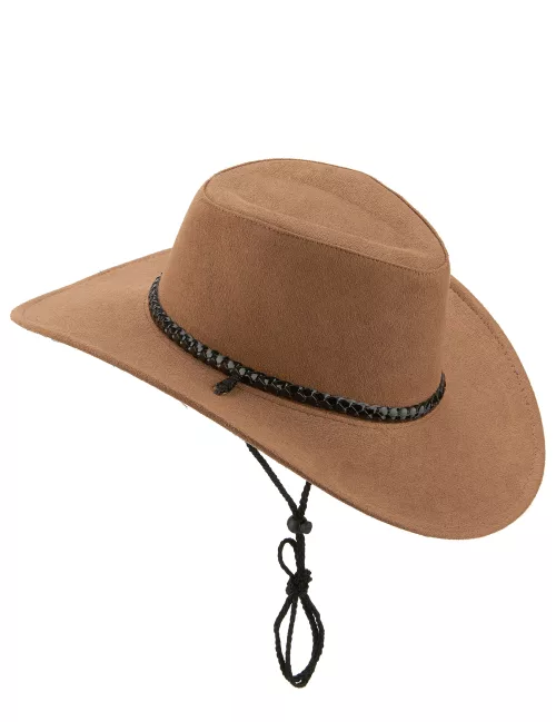 Photo du produit Chapeau cowboy luxe marron en suede adulte