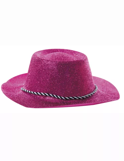 Photo du produit Chapeau cowgirl rose à paillettes adulte