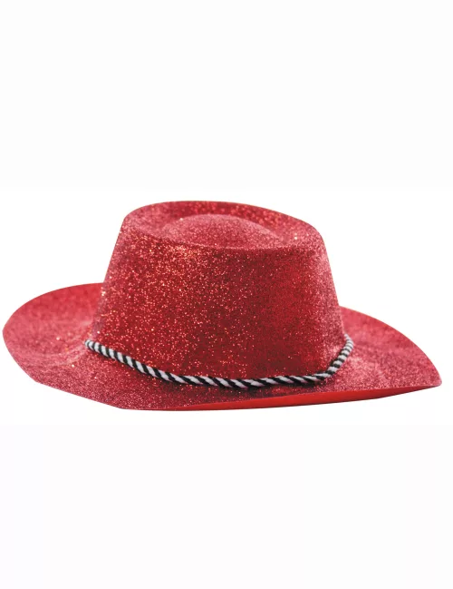 Photo du produit Chapeau cowgirl rouge à paillettes adulte