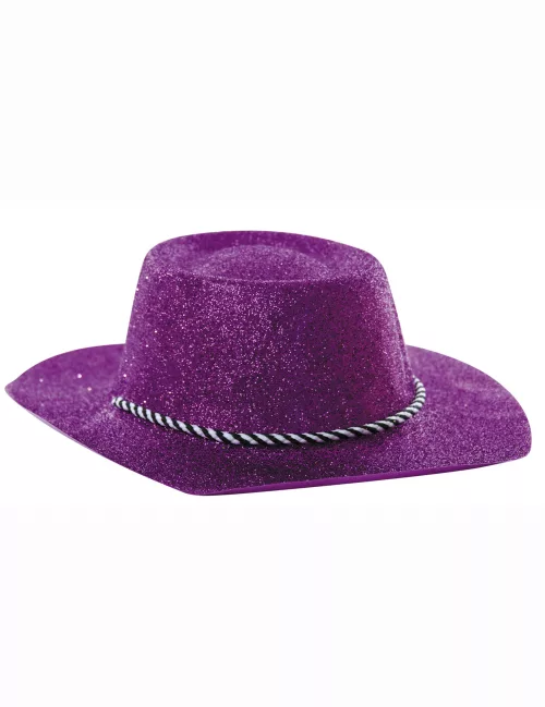 Photo du produit Chapeau cowgirl violet à paillettes adulte