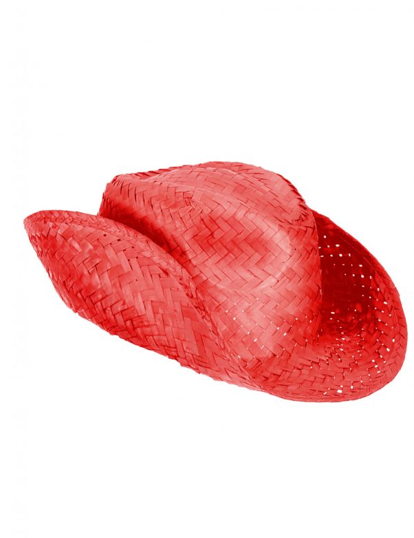 Photo du produit Chapeau de paille Western rouge adulte