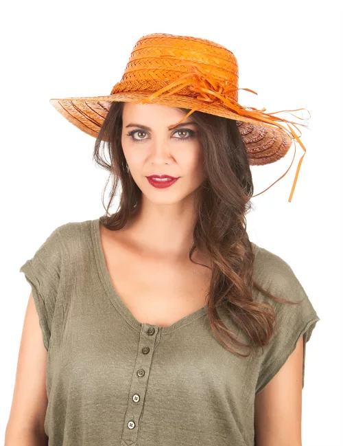 Photo du produit Chapeau de paille vintage orange femme