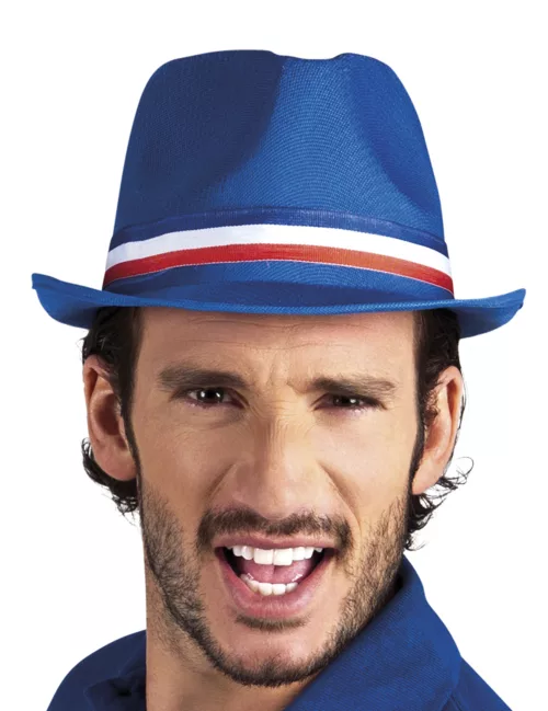 Photo du produit Chapeau gangster bleu supporter France adulte
