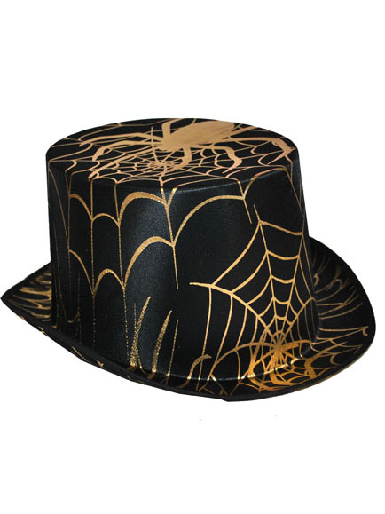 Photo du produit Chapeau haut de forme araignée noir et doré adulte Halloween