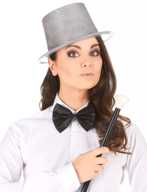 Photo du produit Chapeau haut de forme plastique pailleté argent adulte