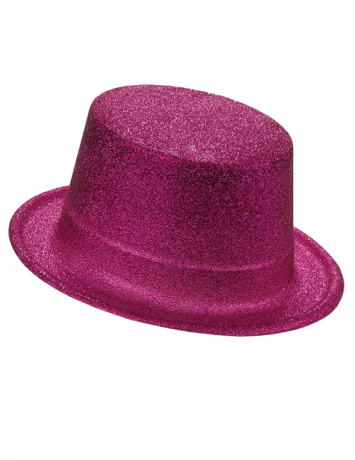 Photo du produit Chapeau haut de forme plastique pailleté fuschia adulte