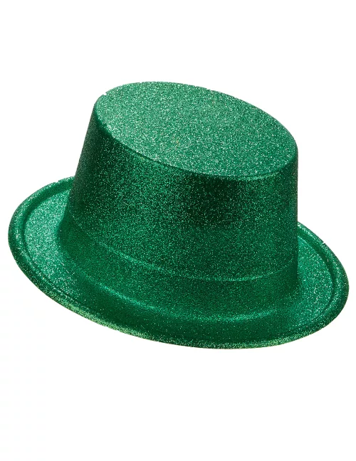 Photo du produit Chapeau haut de forme plastique pailleté vert adulte