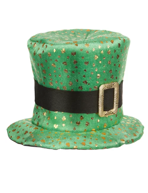 Photo du produit Chapeau haut de forme Saint Patrick trèfles dorés Adulte