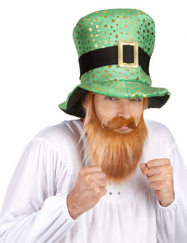 Photo du produit Chapeau haut de forme Saint Patrick trèfles dorés Adulte