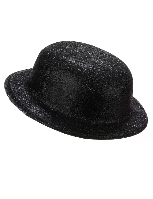 Photo du produit Chapeau melon plastique pailleté noir adulte