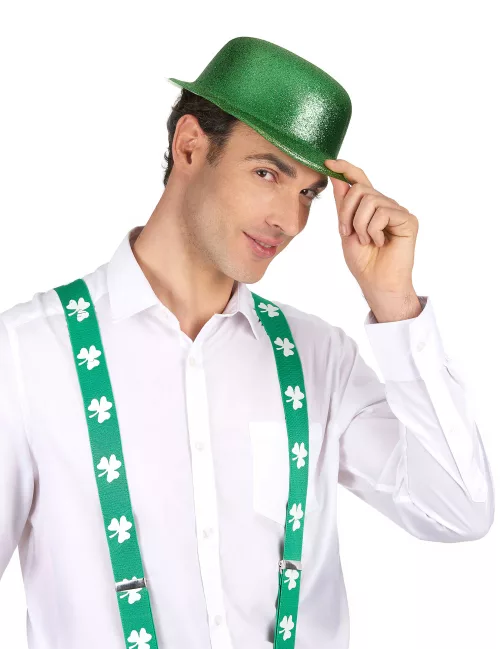 Photo du produit Chapeau melon vert pailleté adulte Saint Patrick