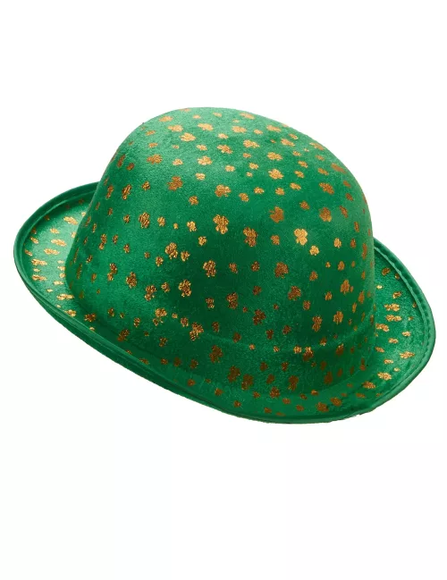 Photo du produit Chapeau melon vert en velours St-Patrick adulte