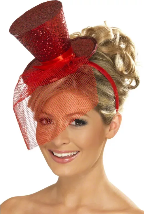 Photo du produit Mini chapeau haut de forme rouge femme