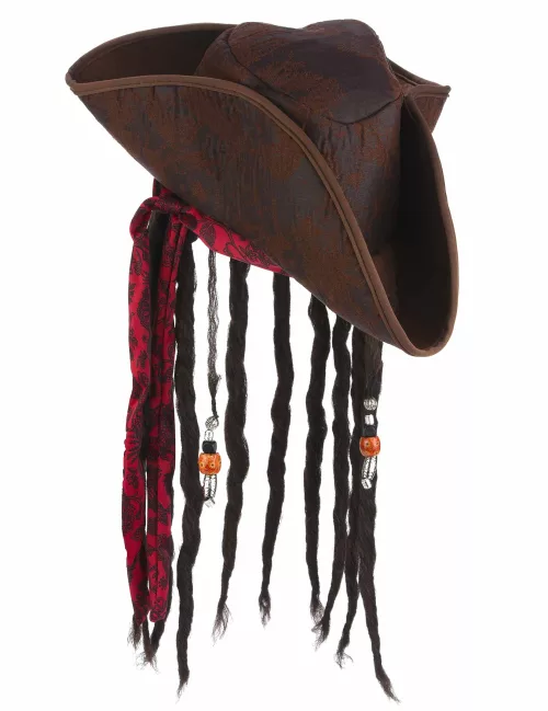Photo du produit Chapeau pirate marron avec perruque adulte