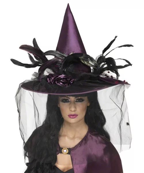 Photo du produit Chapeau sorcière luxe violet femme Halloween
