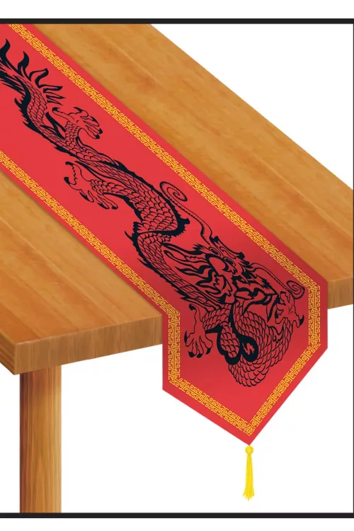 Photo du produit Chemin de table en plastique dragon rouge 1,8 m