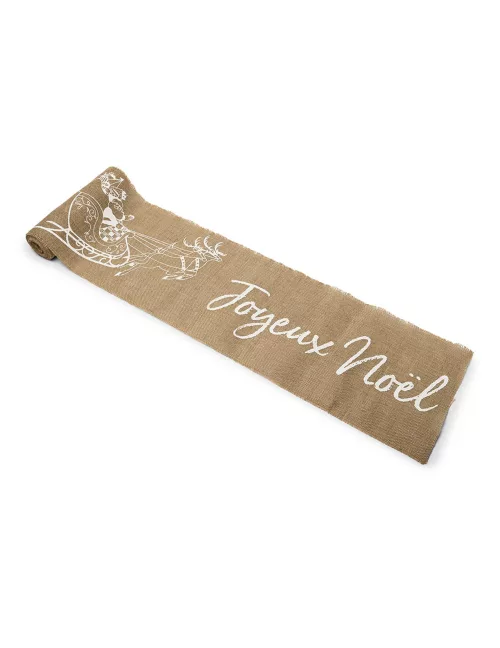 Photo du produit Chemin de table en jute traîneau du Père Noël 5 m
