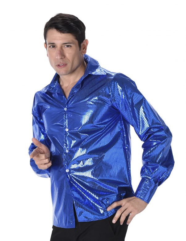Photo du produit Chemise disco à sequins bleus homme