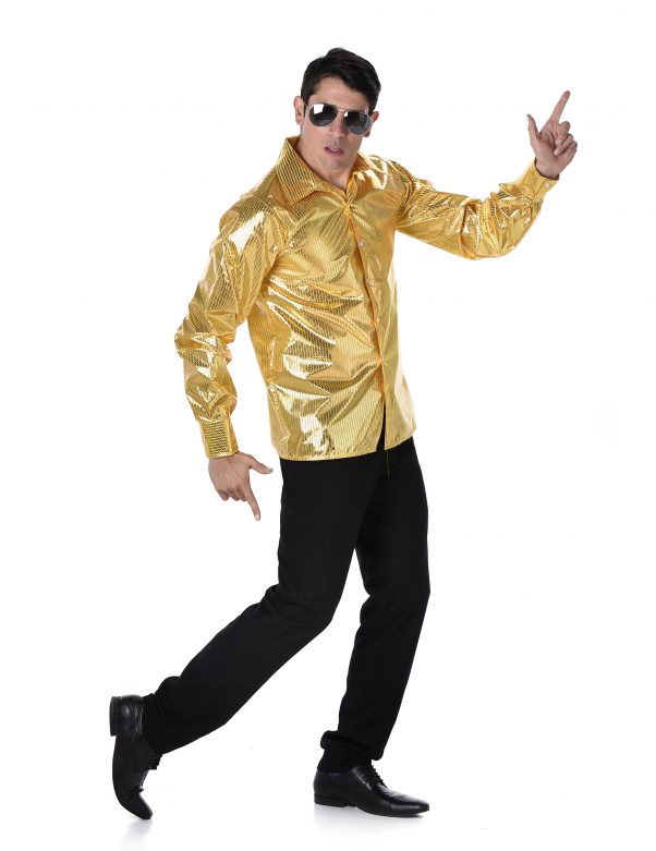 Photo du produit Chemise disco à sequins dorés homme