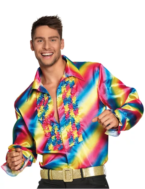 Photo du produit Chemise disco arc-en-ciel adulte