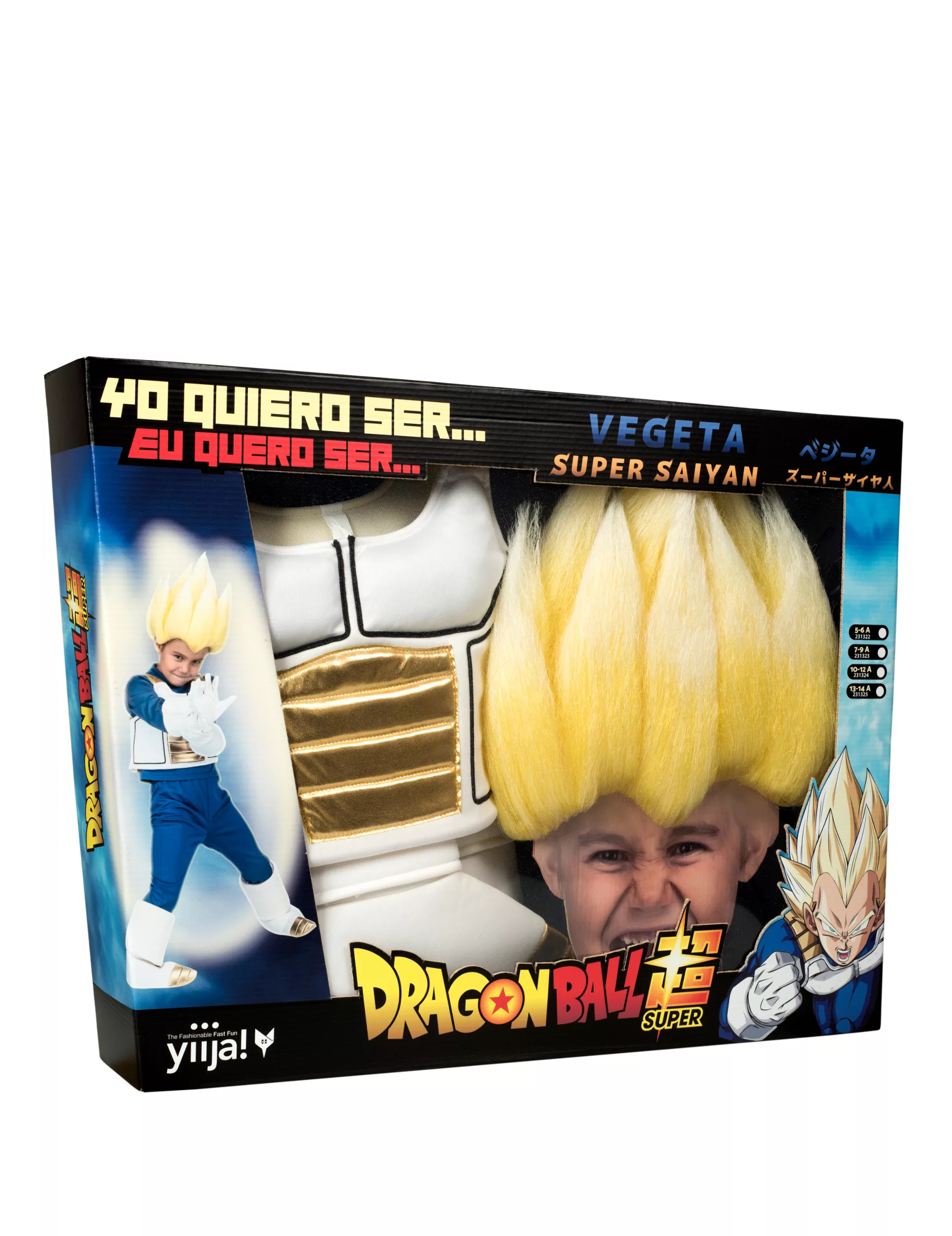 Perruque Vegeta Saiyan Adulte - Jaune - 100% Polyester - Taille 25x26x14 Cm - Parfaite Pour Cosplay Et Fêtes Anime
