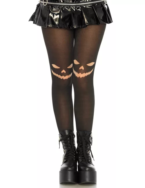 Photo du produit Collants noirs avec tête de citrouille femme