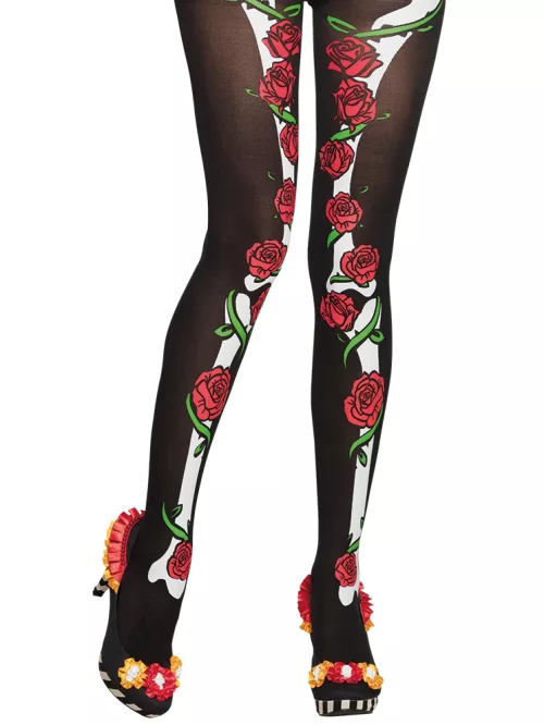 Photo du produit Collants noirs sexy femme Dia de los muertos