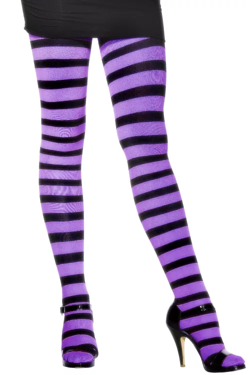 Photo du produit Collants rayés violet et noir femme