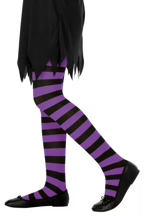 Photo du produit Collants rayés violet et noir fille