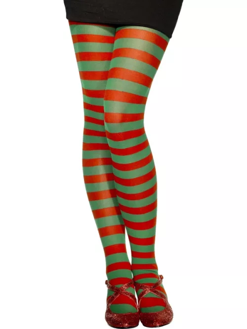 Photo du produit Collants rayés rouge et vert femme