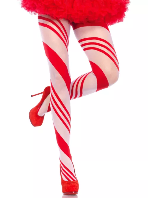 Photo du produit Collants canne à sucre striés rouges et blancs femme