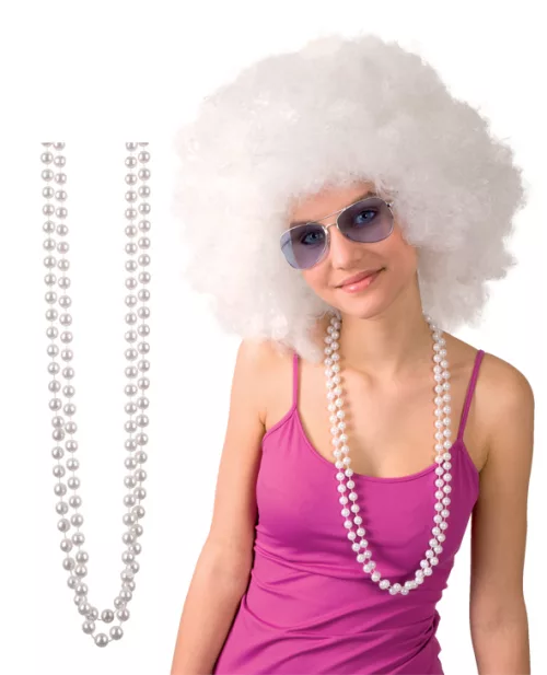 Photo du produit 2 Colliers en perles blanches adulte