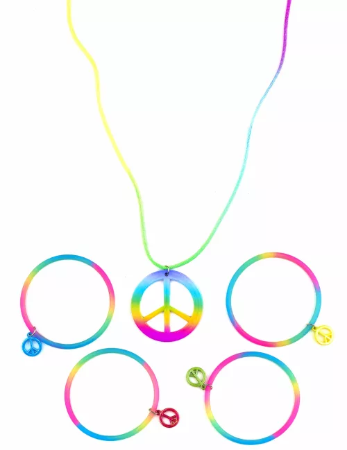 Photo du produit Collier et bracelets hippie multicolores plastique adulte