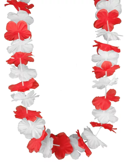 Photo du produit Collier hawaï supporter rouge et blanc adulte