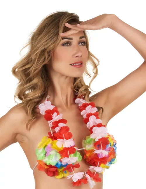 Photo du produit Collier hawaï supporter rouge et blanc adulte