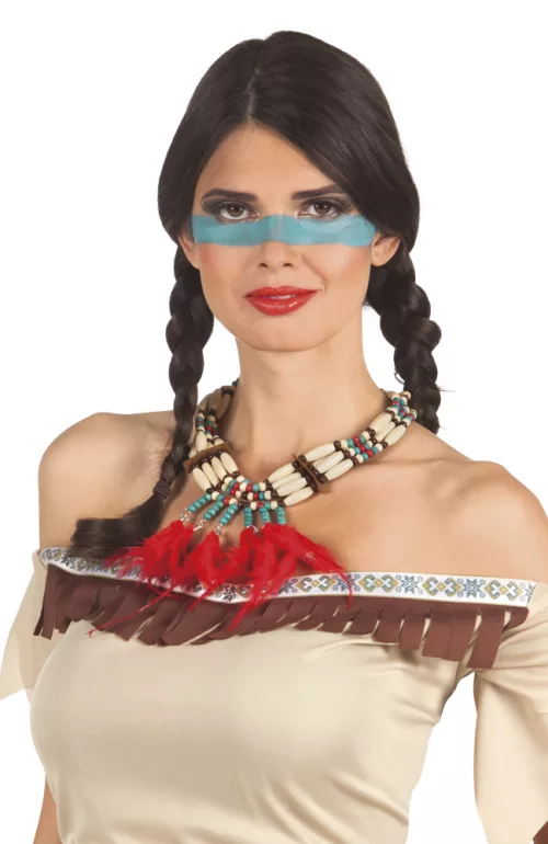 Photo du produit Collier indien avec plumettes rouges femme