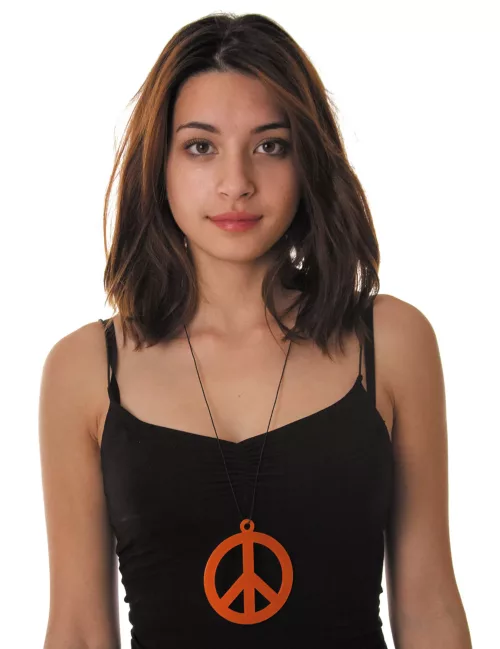 Photo du produit Collier pendentif peace orange fluo adulte