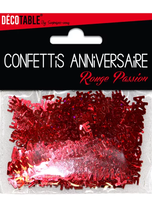 Photo du produit Confettis Joyeux anniversaire rouge passion